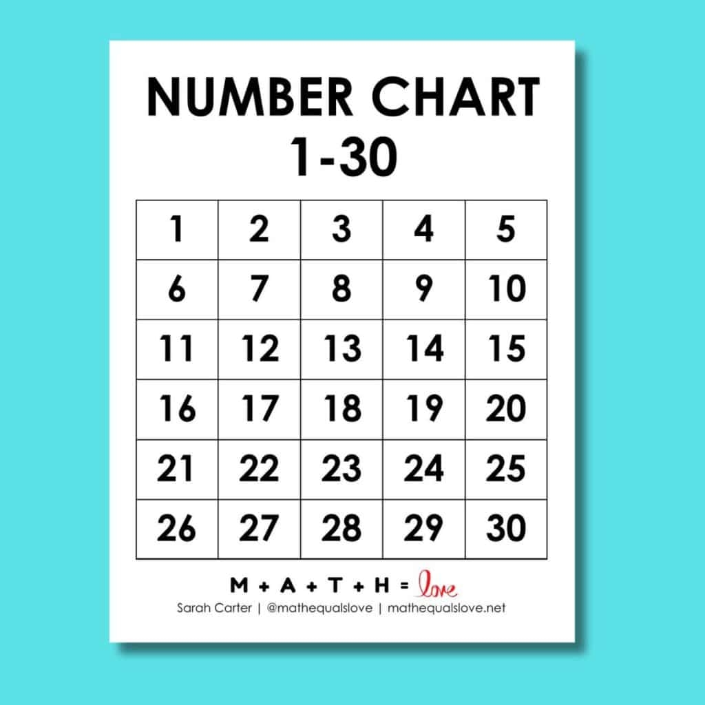 Printable Number Chart 1 30 Free PDF Templates 