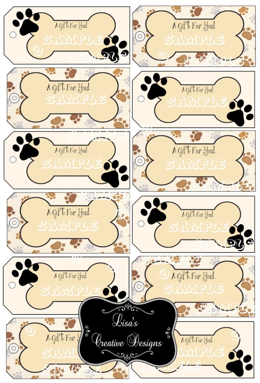 Printable Paw Print Dog Bone Gift Tags Dog Lover Gift Tags Digital Download Paw Print Gift Tags Dog Gift Tags Dog Themed Party Decor Etsy