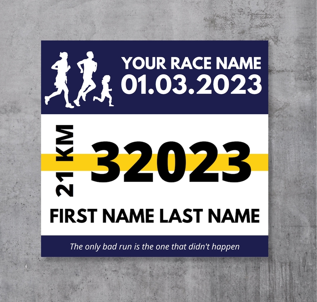 Printable Race Bib Fully Customizable Template Editable Running Bib Canva Template Etsy