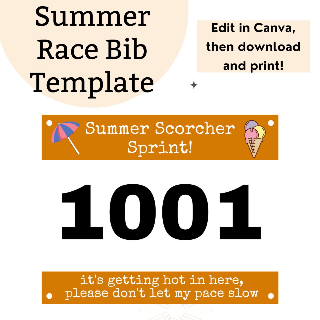 Printable Race Bib Template Editable Running Bib Canva Template Etsy