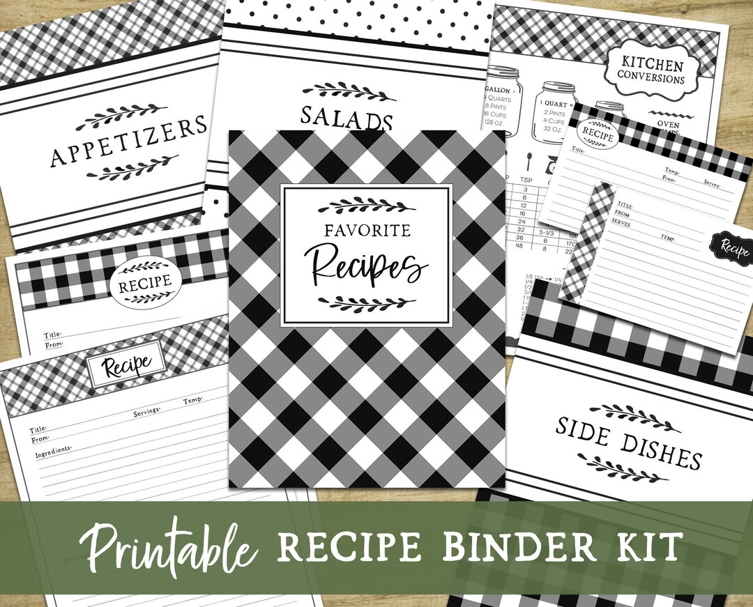 Printable Recipe Binder Kit Farmhouse Kitchen Fillable Recipe Cards Digital Recipe Book Recipe Organizer Bridal Shower Gift Idea Etsy