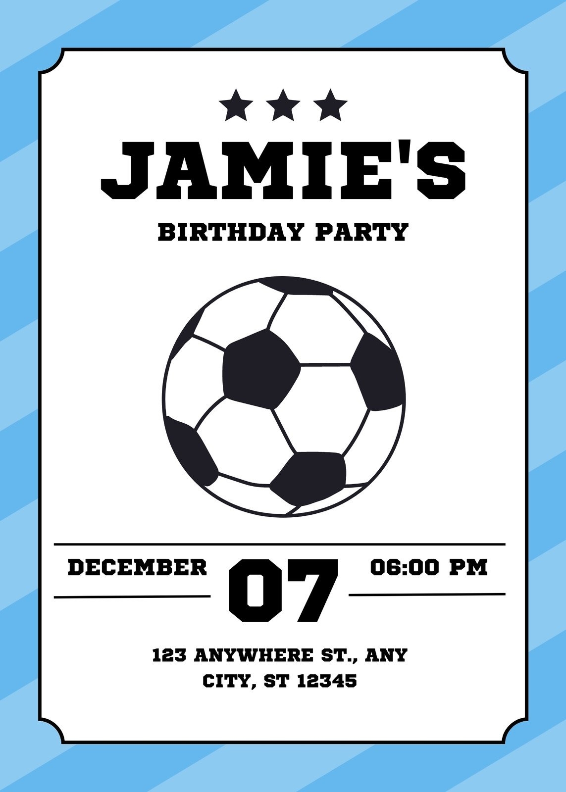 Printable Soccer Ticket Birthday Party Invitation Template ARRA Worksheets Library