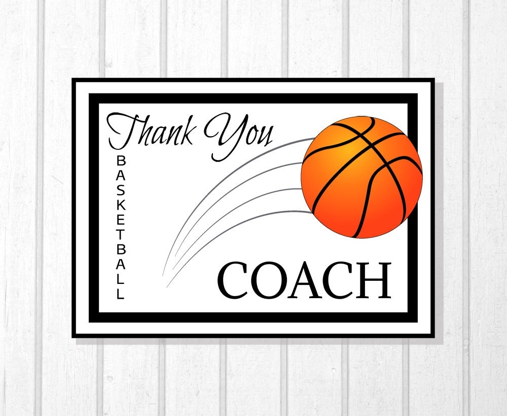 PRINTABLE Team Thank You Card For Basketball Coach Instant Download Hoops Basketball Coach Thank You Coach Etsy