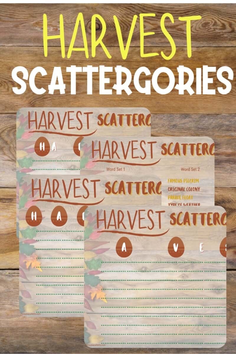Printable Thanksgiving Scattergories Game Story Hess UnAcademy