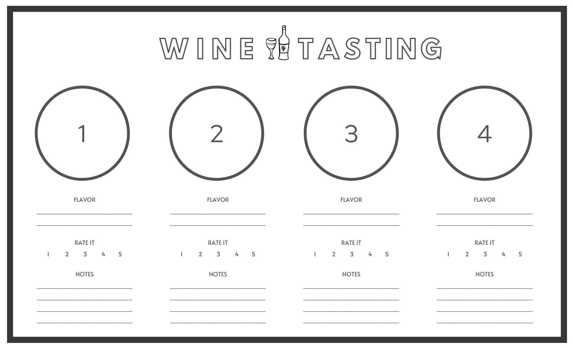PRINTABLE Wine Tasting Score Sheet Placemat