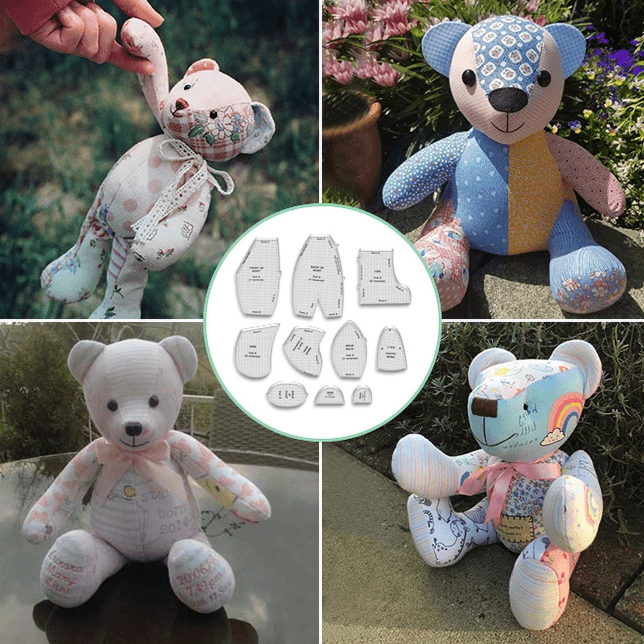 PRINxy Funky Melody Memory Bear Sewing Pattern Memory Bear Template Ruler Set 10 PCS With Instructions Transparent A Walmart
