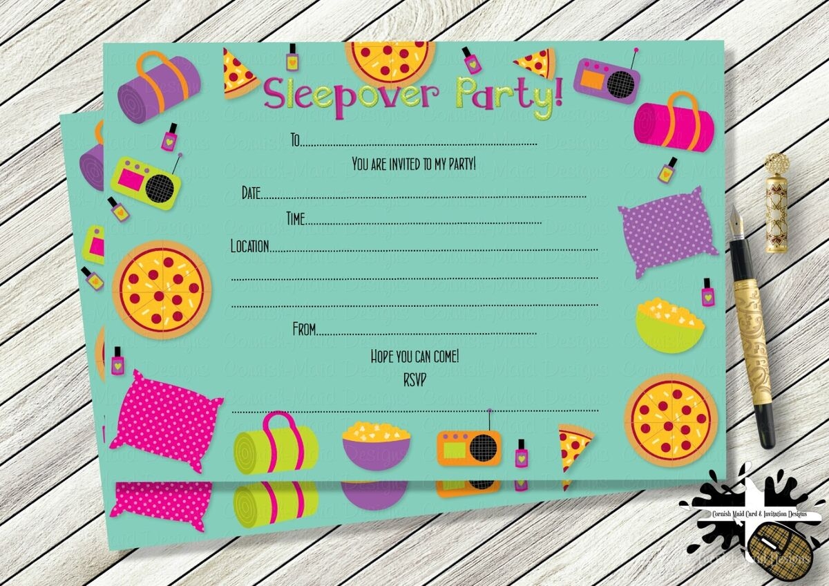 QUALITY PERSONALISED SLEEPOVER PAJAMA PARTY INVITATIONS AND ENVELOPES EBay