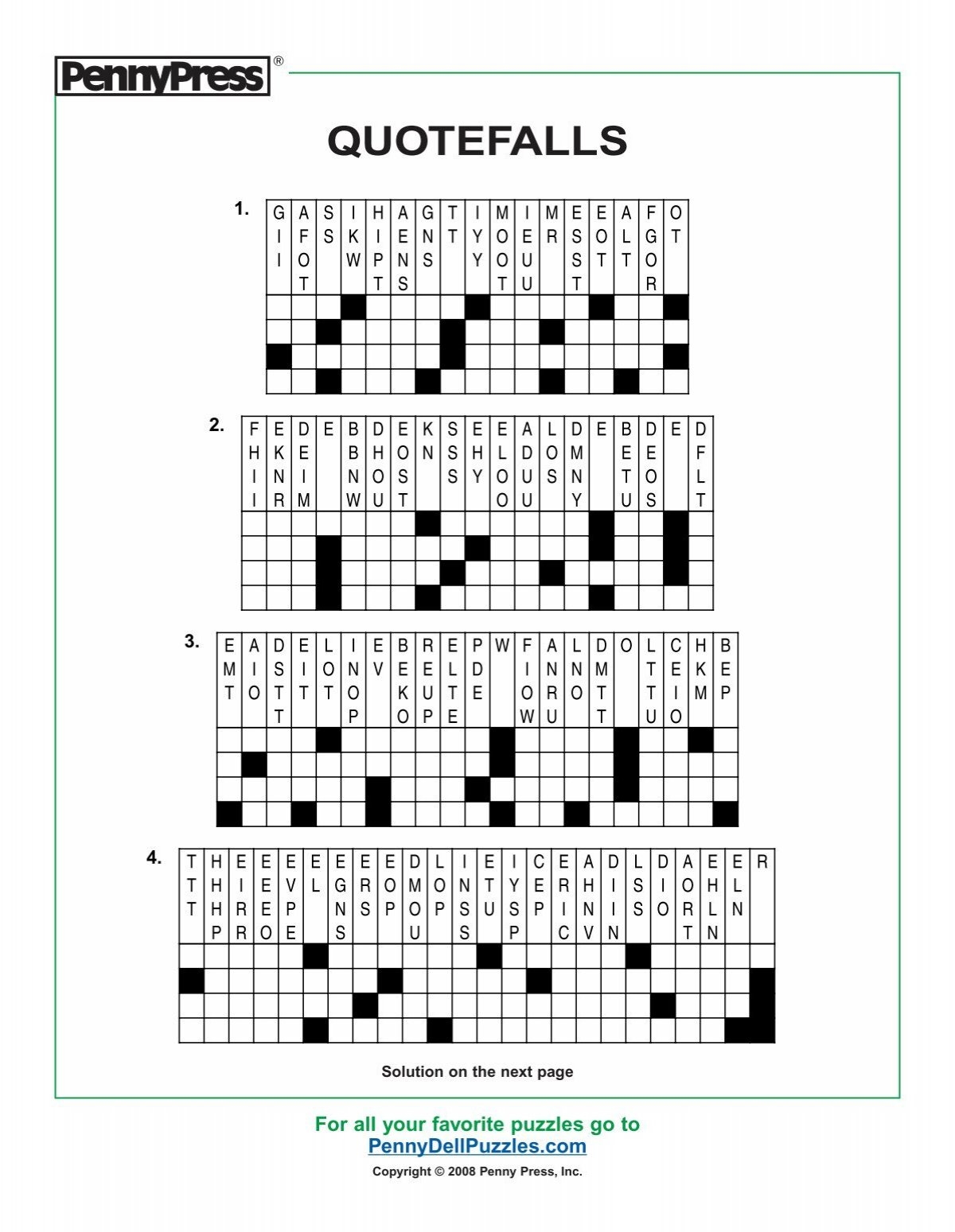 QUOTEFALLS PennyDellPuzzles