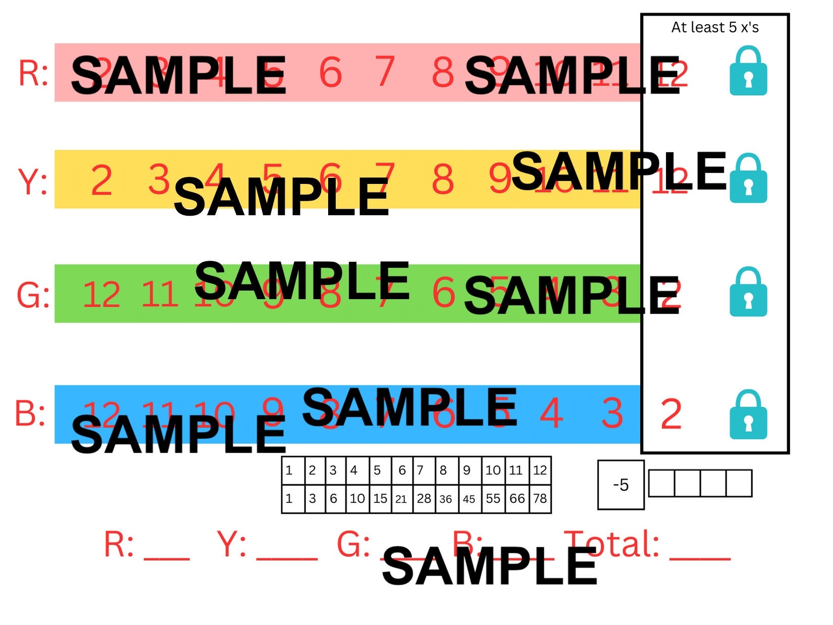QWIXX Score Sheet Etsy