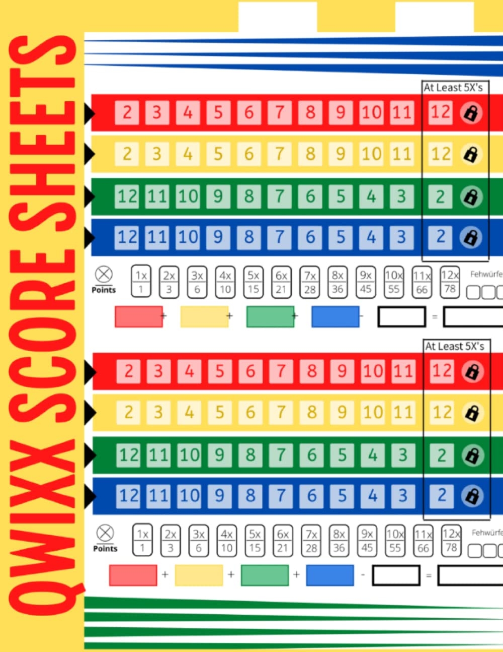 Qwixx Score Sheets Qwixx Score Pads 120 Premium Color Pages Large Print 8 5x11 Clear And Sharp For Your Family Games Sessions Of Qwixx Fun Almeida Nuno Castro Amazon Books
