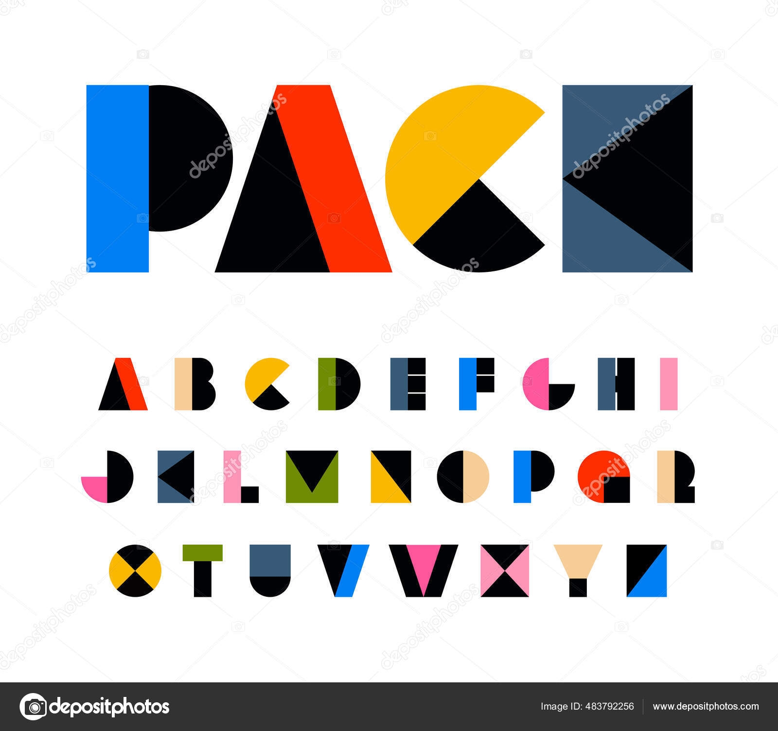 Rainbow Color Art Alphabet Geometric Letters For Festival Shapes Primitive Carnival Font Birthday Headline Kids Zone And Children Toys Logo Funny And Joy Vibrant Style Type Design vector Typeset Stock Vector By artyway 483792256