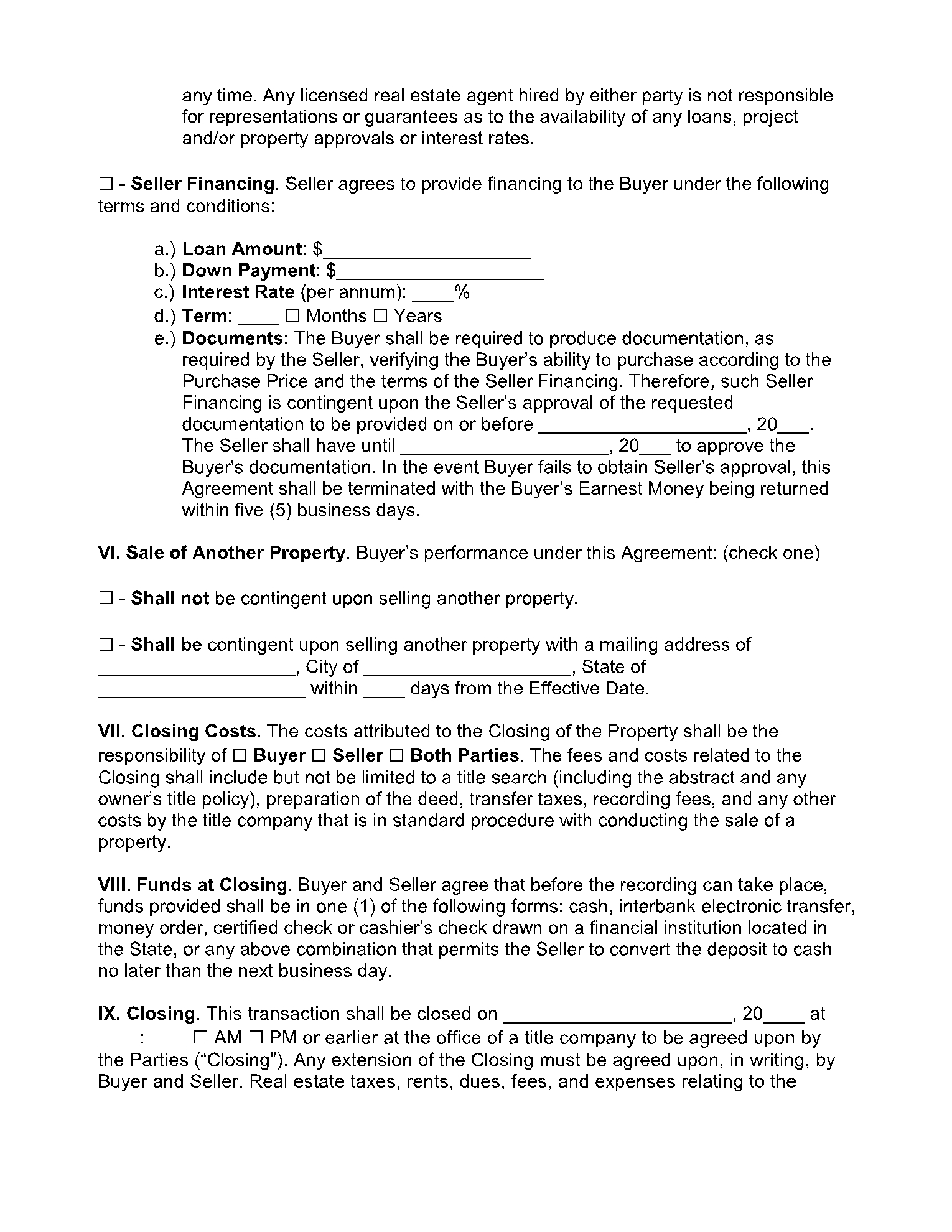 Free Printable Real Estate Contracts