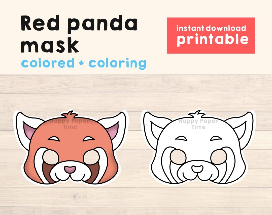 Red Panda Mask Costume Animal Mask Printable Party Favor Asian Jungle Party Printable Mask Kids Party Favor Printable Instant Download Etsy