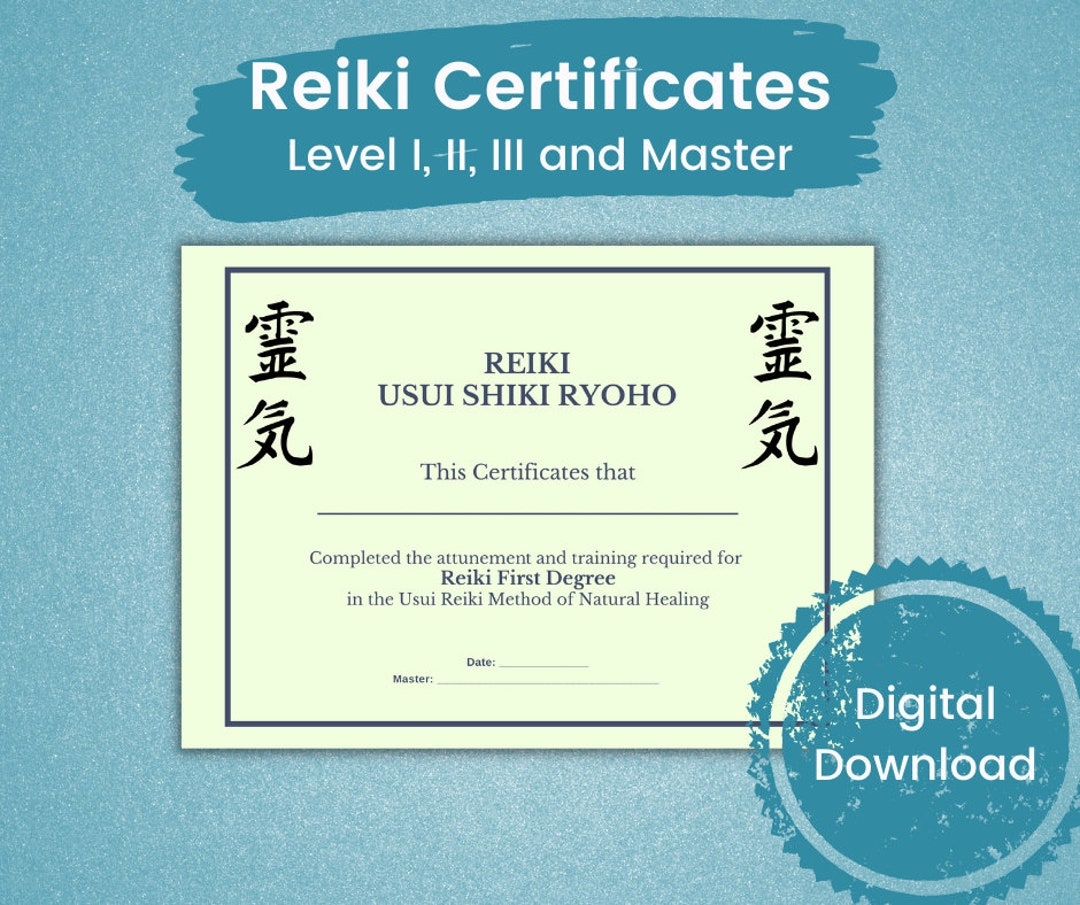 Reiki Certificates Levels I II III And Master Levels 1 2 3 Reiki Certificate Template Reiki Certificate Printable Reiki Business Etsy