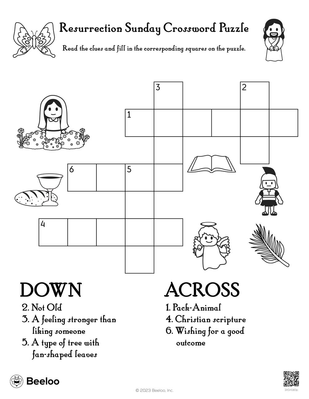 Resurrection Sunday Crossword Puzzle Beeloo Printable Crafts And Activities For Kids