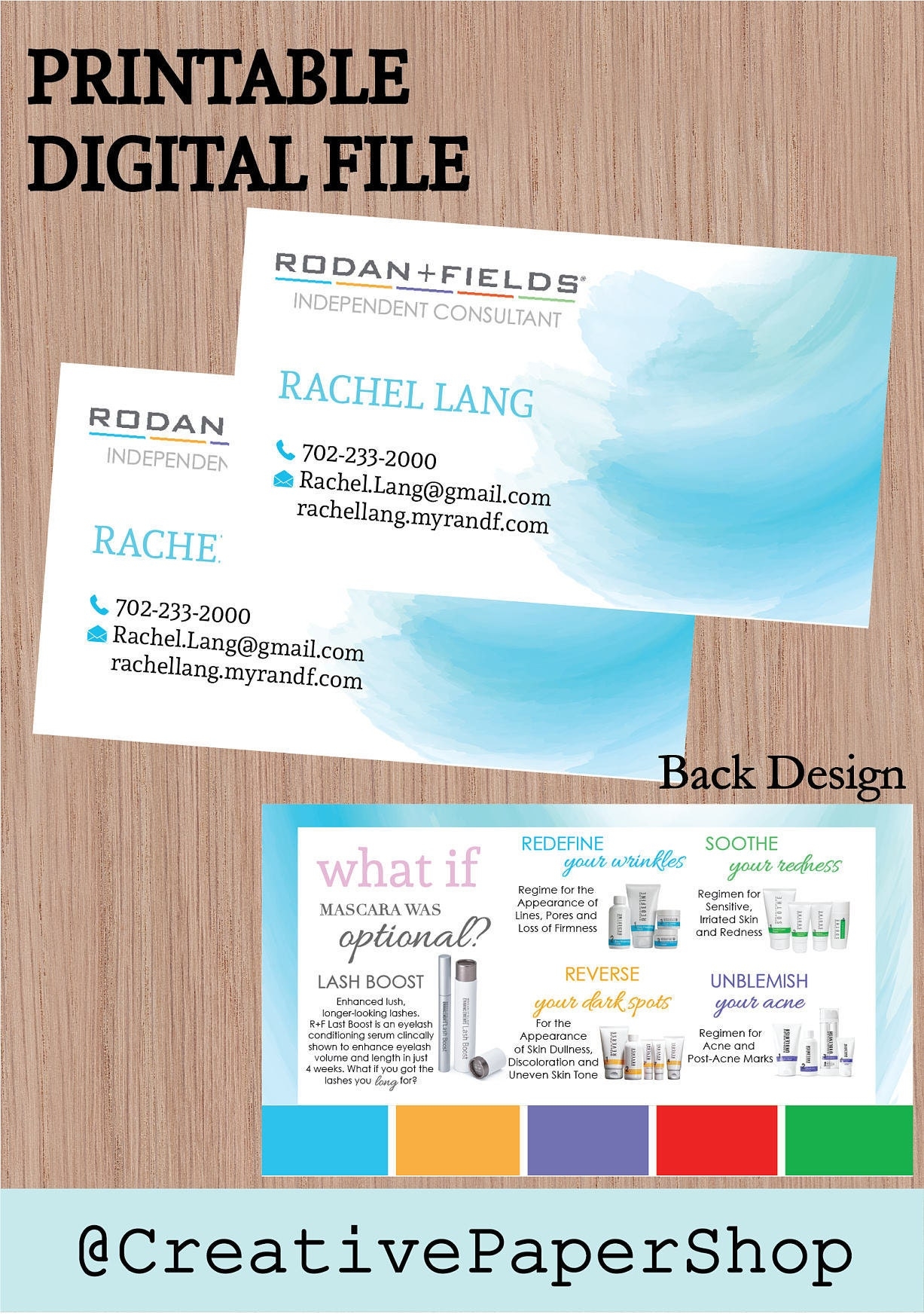 Rodan And Fields Rodan Fields Skin Care Products Printable Rodan And Fields Business Cards RF RF Consultant Etsy