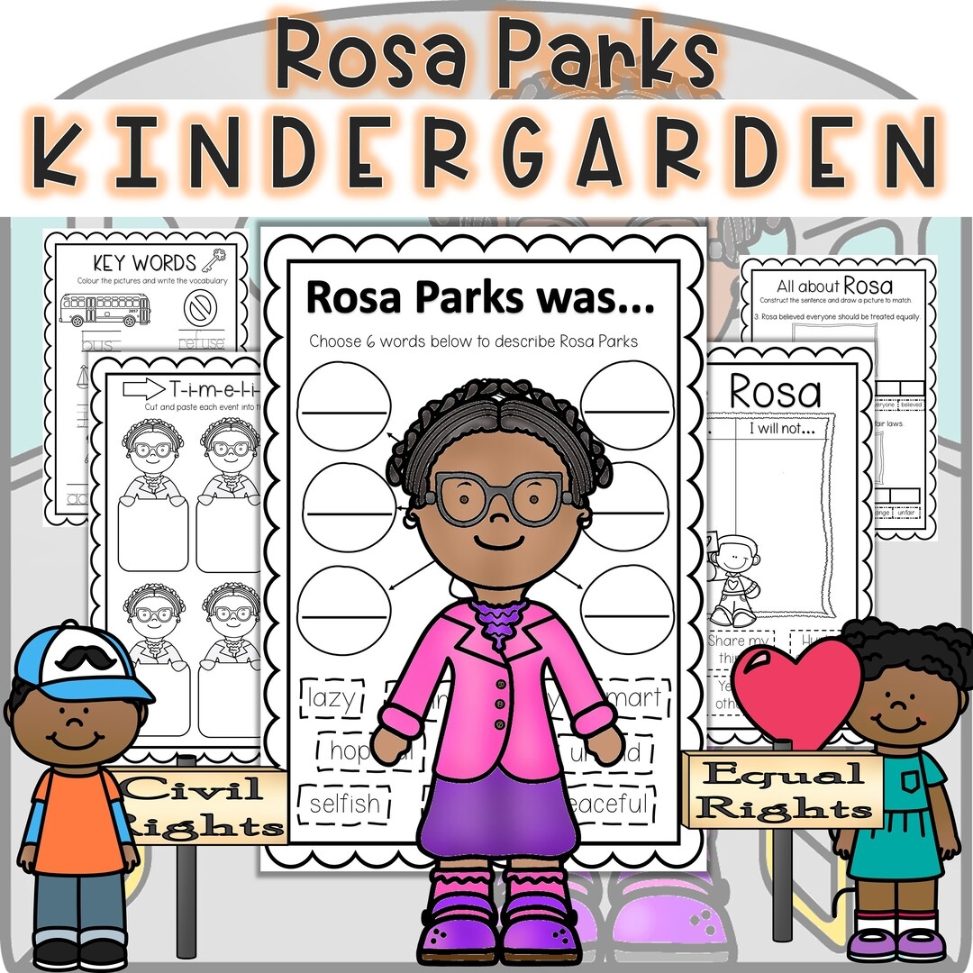 Rosa Parks Kindergarten Activities Worksheets Black History Month Etsy