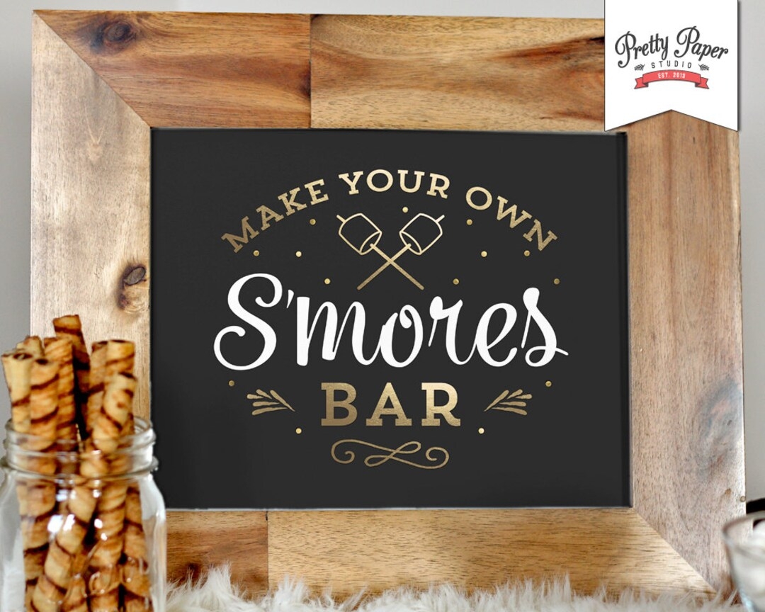 S mores Bar Sign INSTANT DOWNLOAD Black And Gold Printable Digital File Etsy