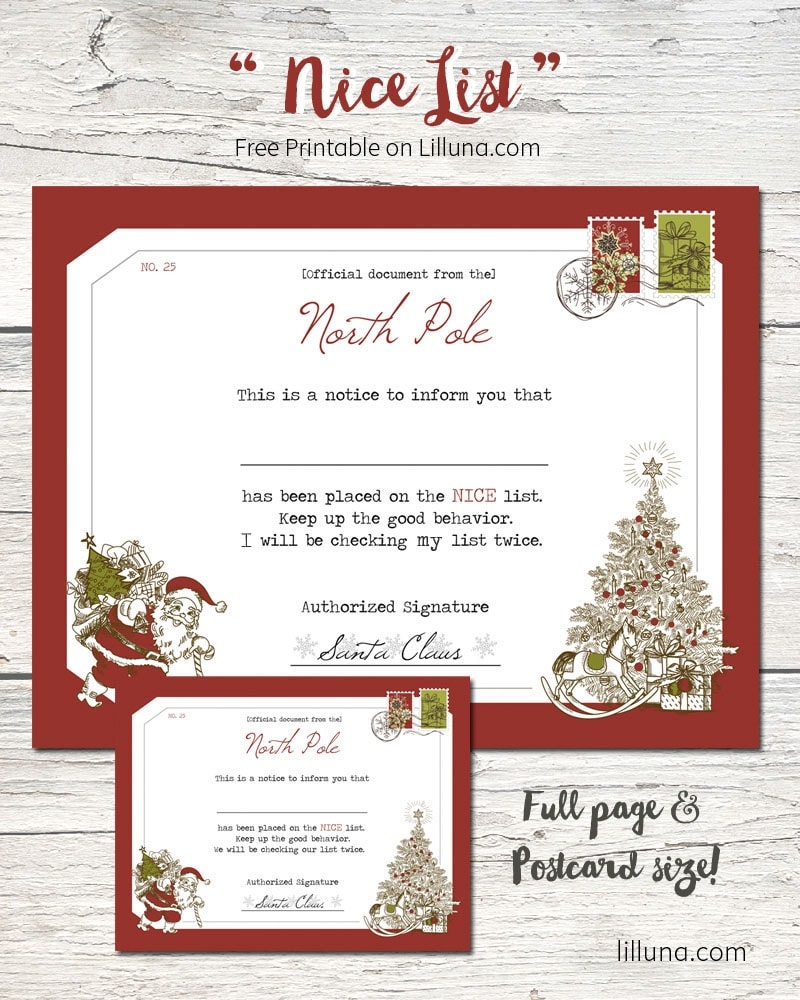 Nice List Certificate Free Printable