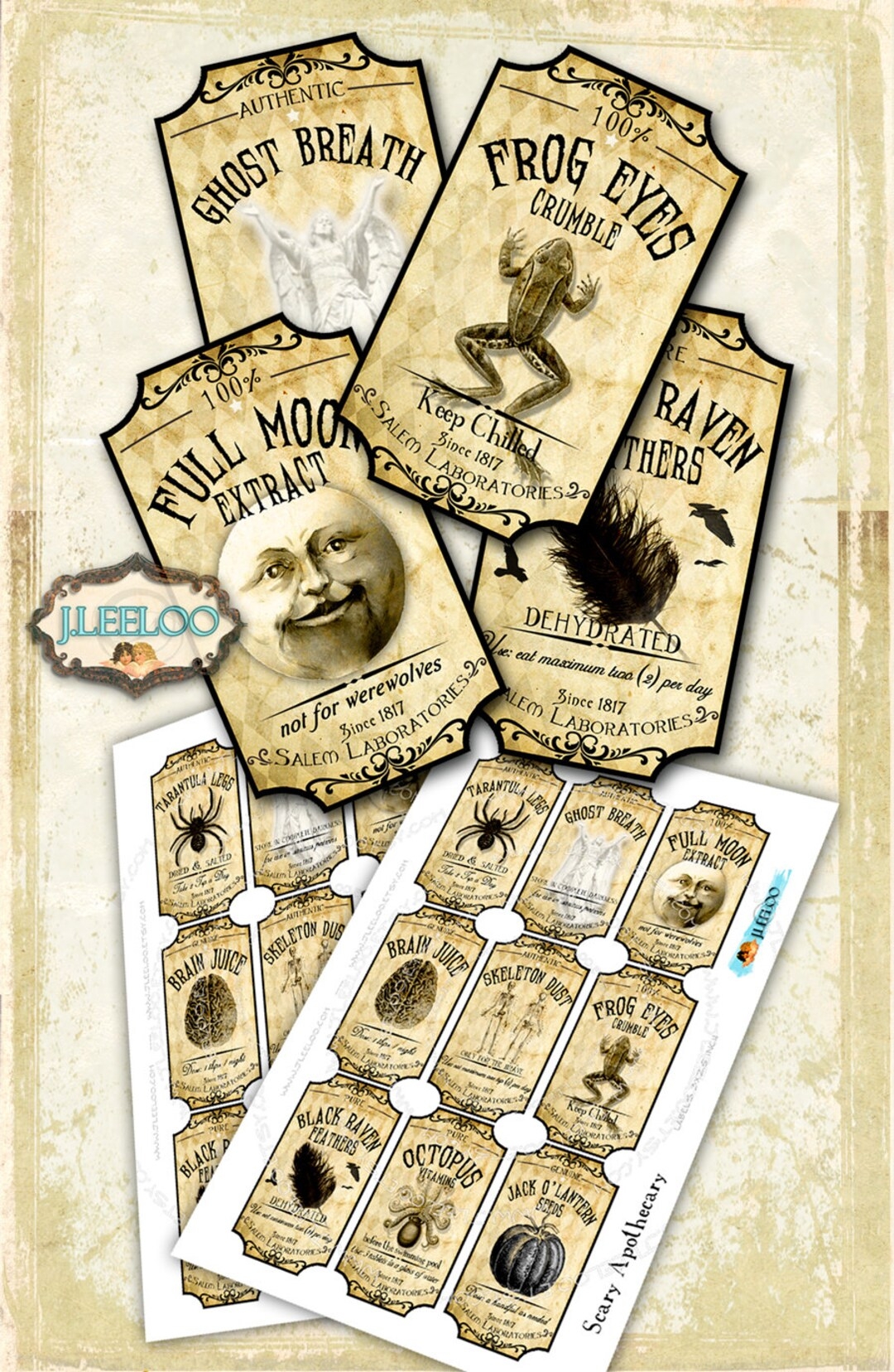 SCARY APOTHECARY Printable Tags Label Poison Bottle Jar Labels Halloween Instant Download Printable Images Digital Collage Sheet Tl151 Etsy