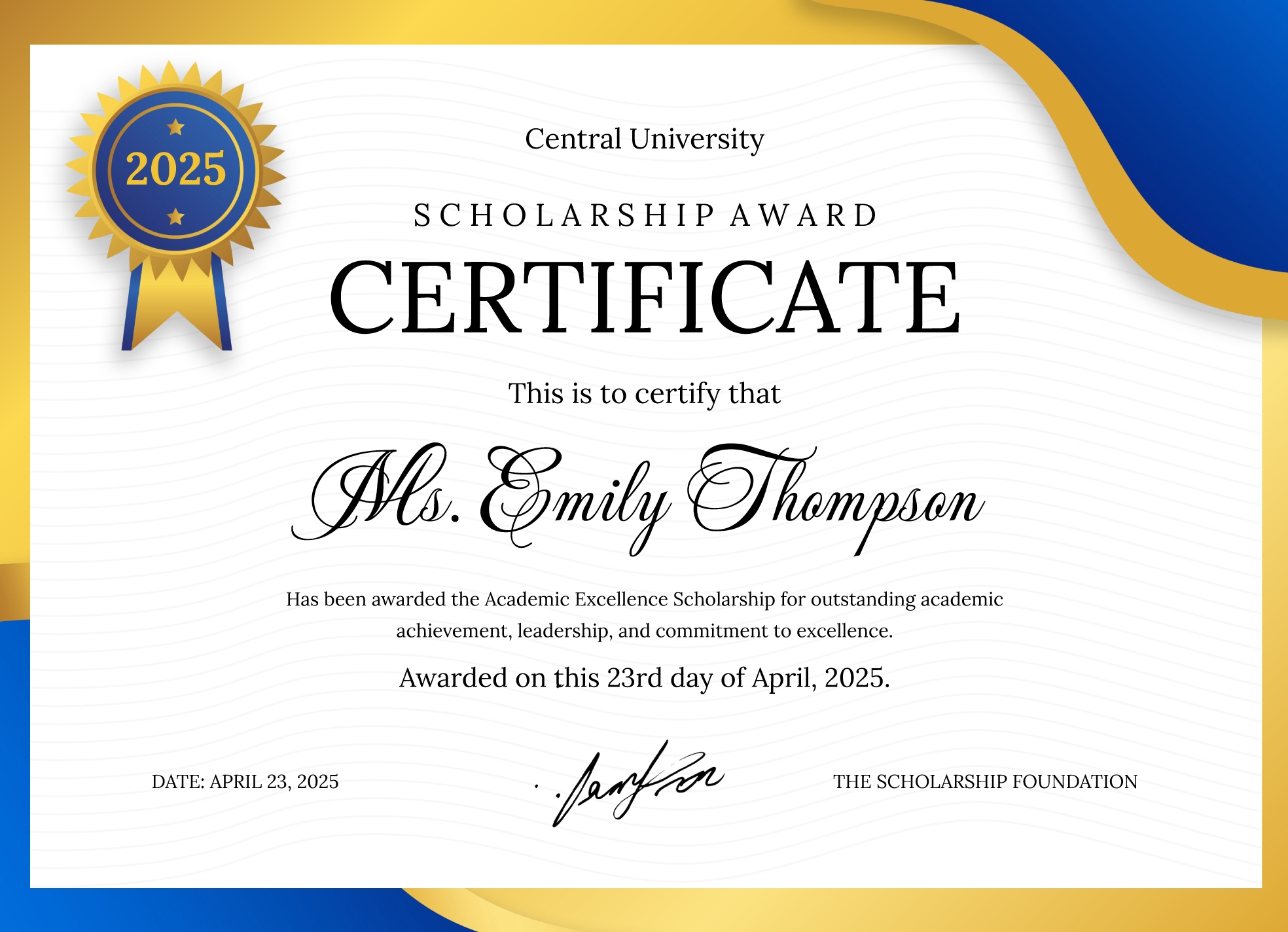 Scholarship Award Certificate Free Google Docs Template Gdoc io