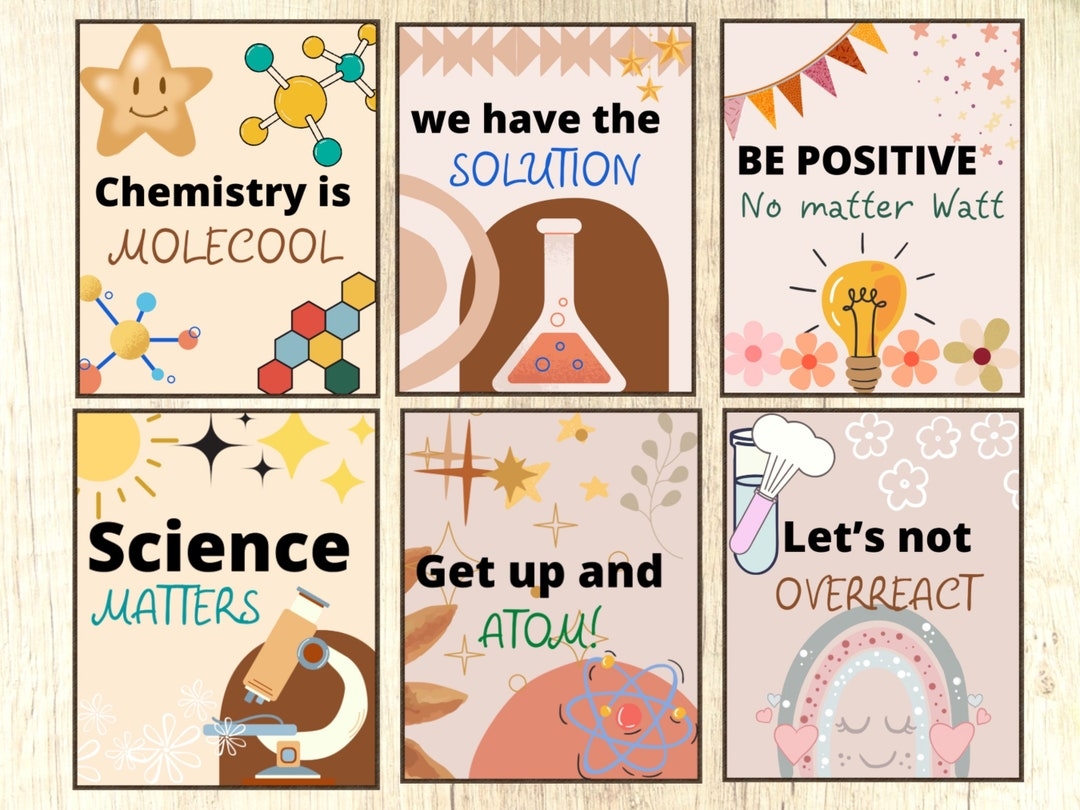 Science Puns Set Of 6 Printables Chemistry Jokes Funny Science Posters Educational Posters Middle School High School Chemistry Prints Etsy