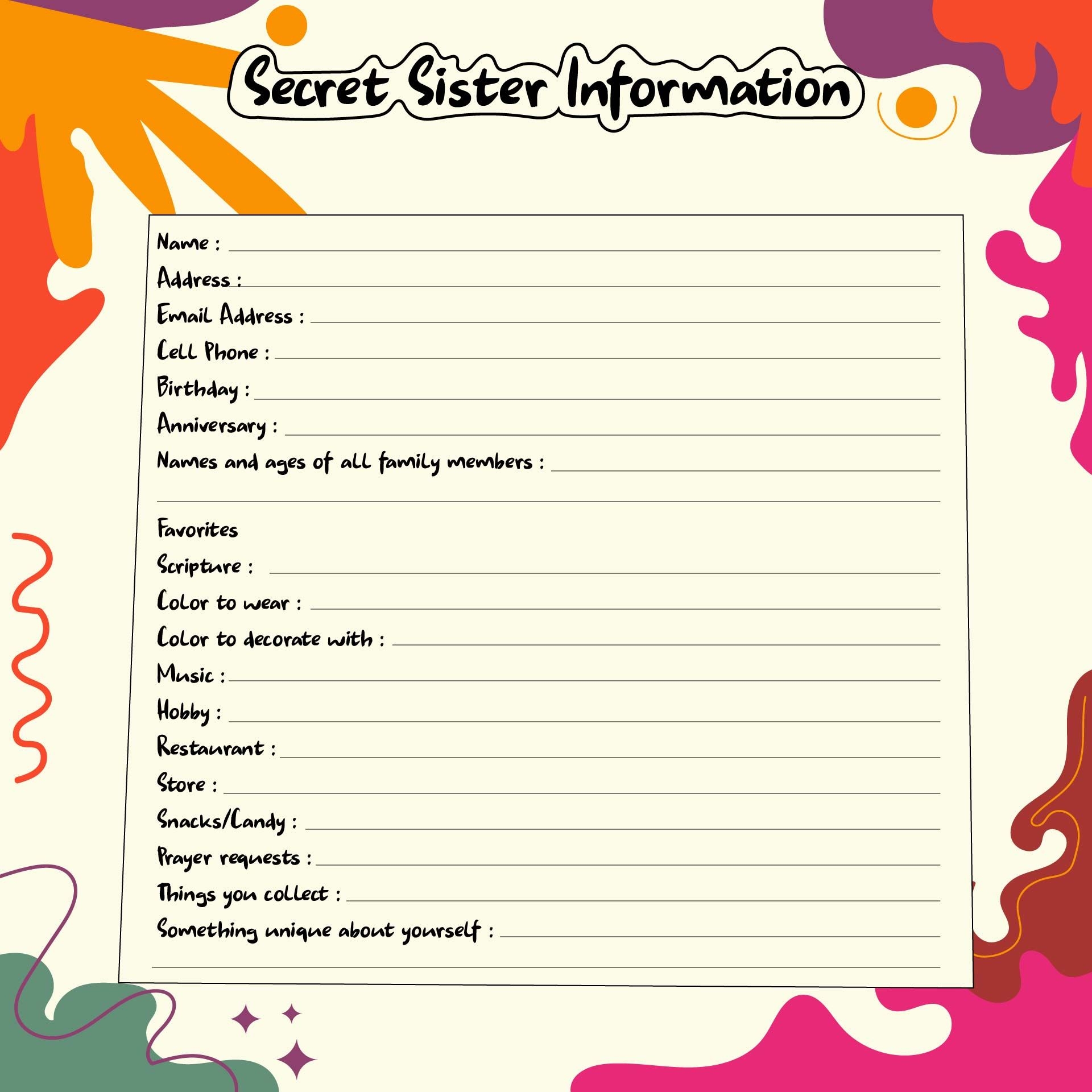 Secret Sister Forms 10 Free PDF Printables Printablee