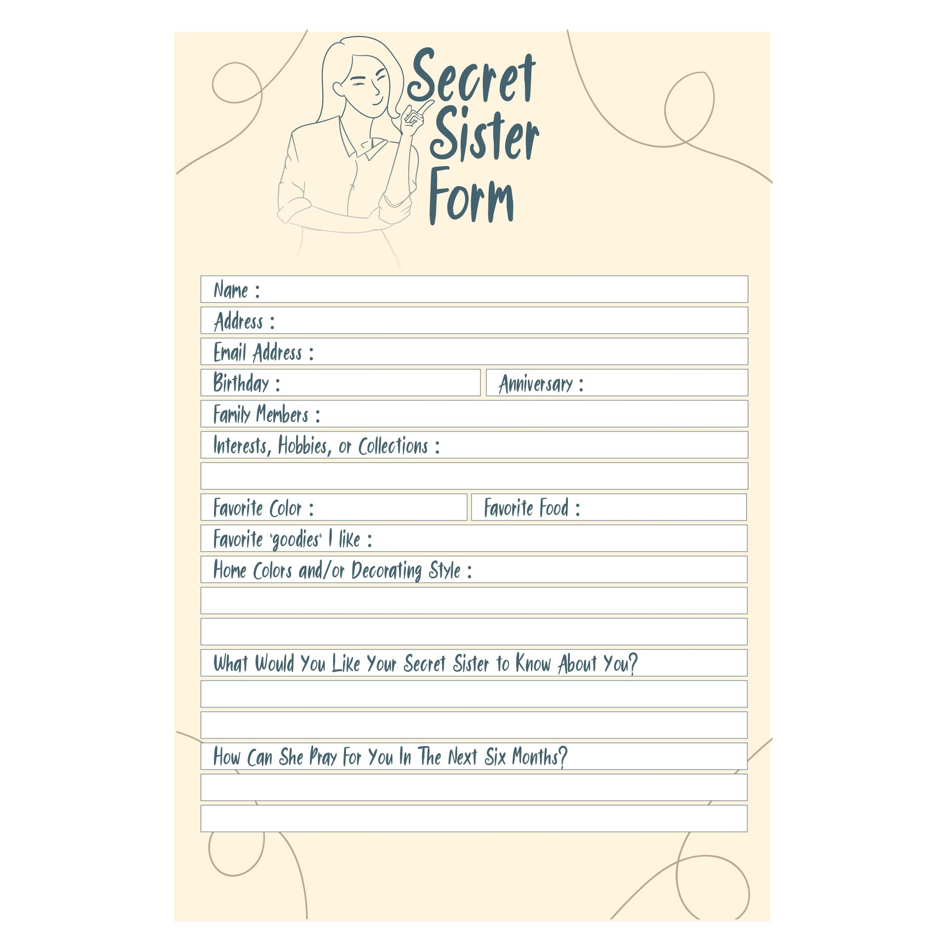 Secret Sister Forms 10 Free PDF Printables Printablee