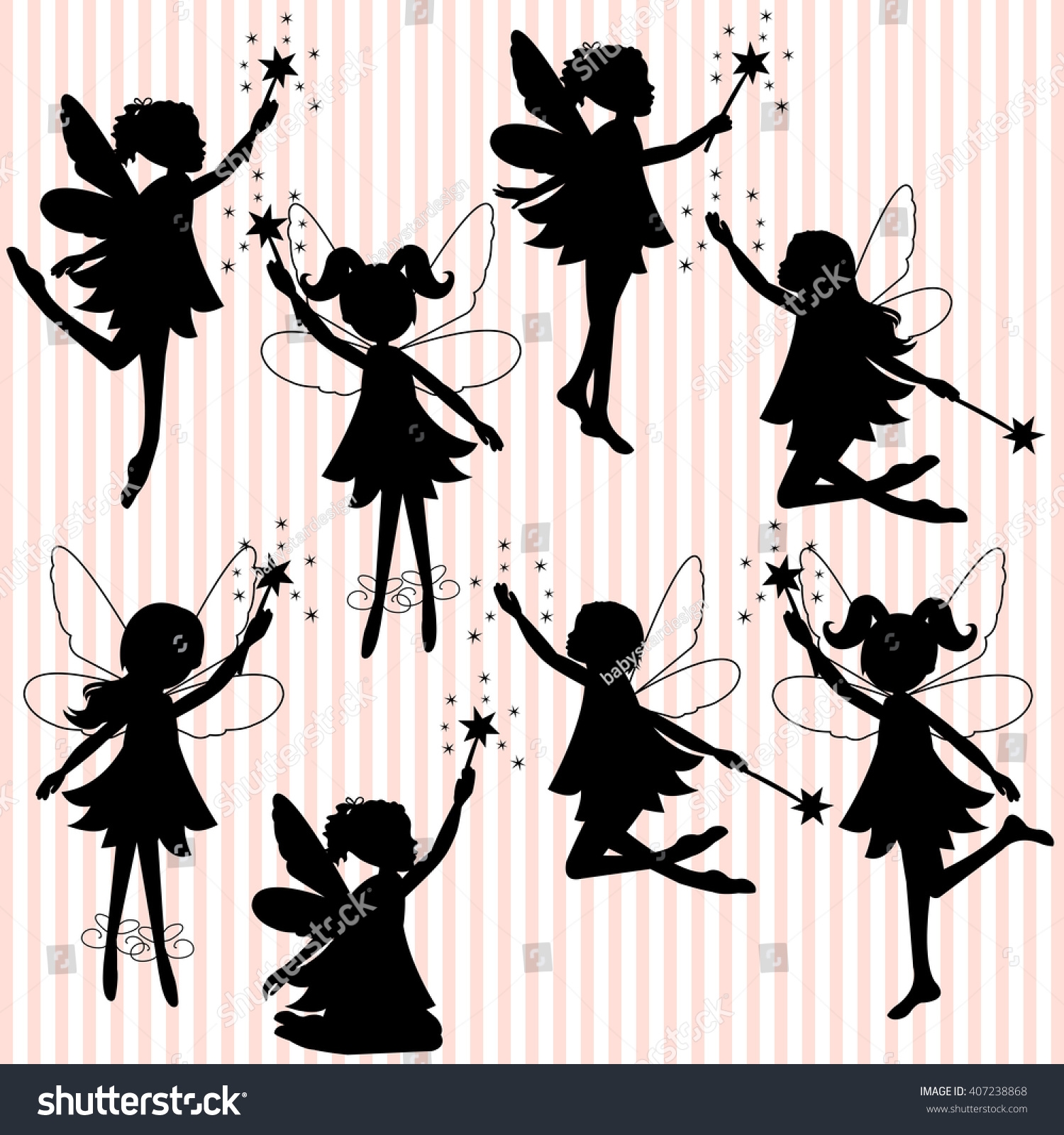 Set Little Fairy Silhouettes Stock Vector Royalty Free 407238868 Shutterstock