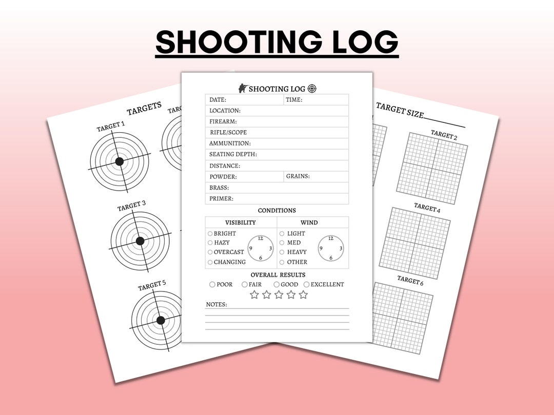 Shooting Log Printable Shooters Data Record Book For Pistol And Rifle target Hand loading Logbook Range Shooting Book PDF A4 Etsy