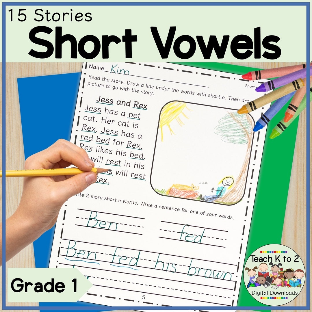 Short Vowel Stories For First Grade Reading Lessons Or Literacy Centers 15 Worksheets With Short Vowels great For Homeschool Parents Tutors Etsy