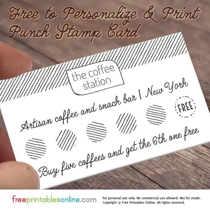 Sketched Lines Personalized Loyalty Punch Card Free Printables Online