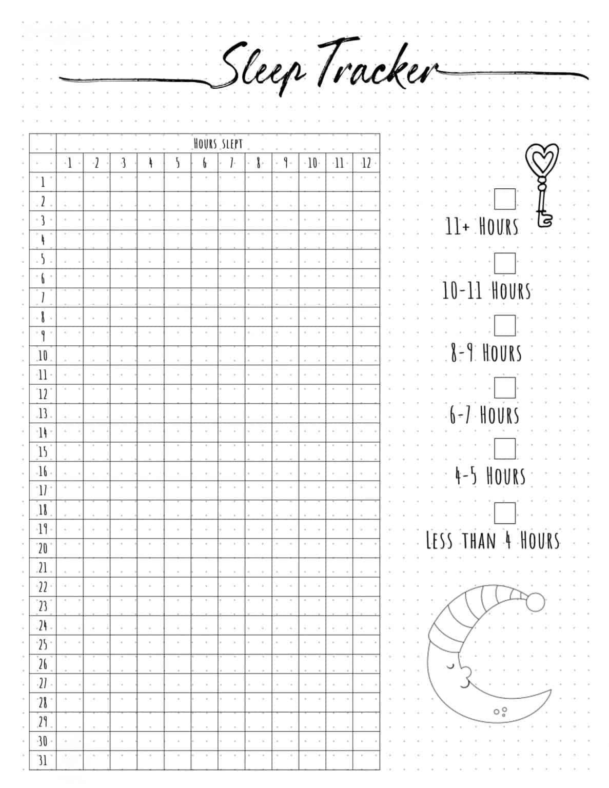 Sleep Tracker Printable Free