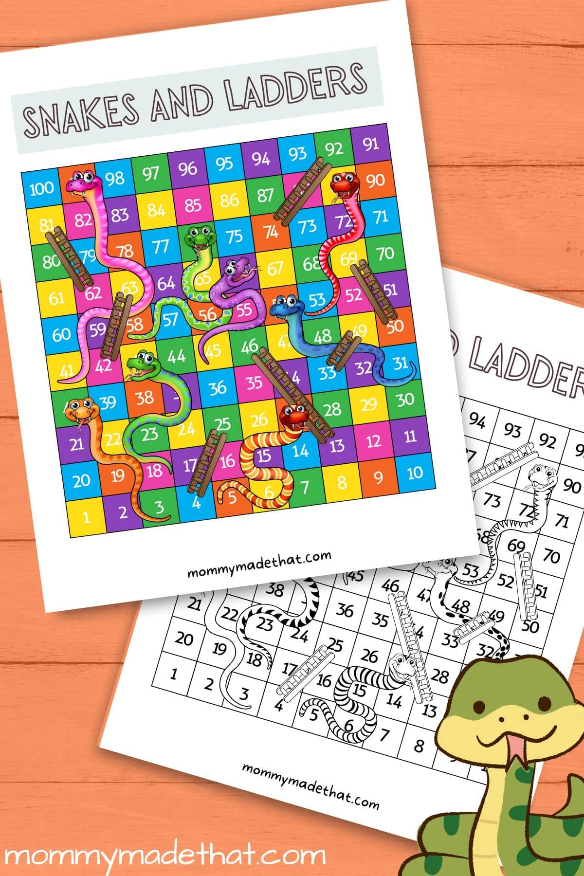 Snakes And Ladders Printable Game Board Free Template 