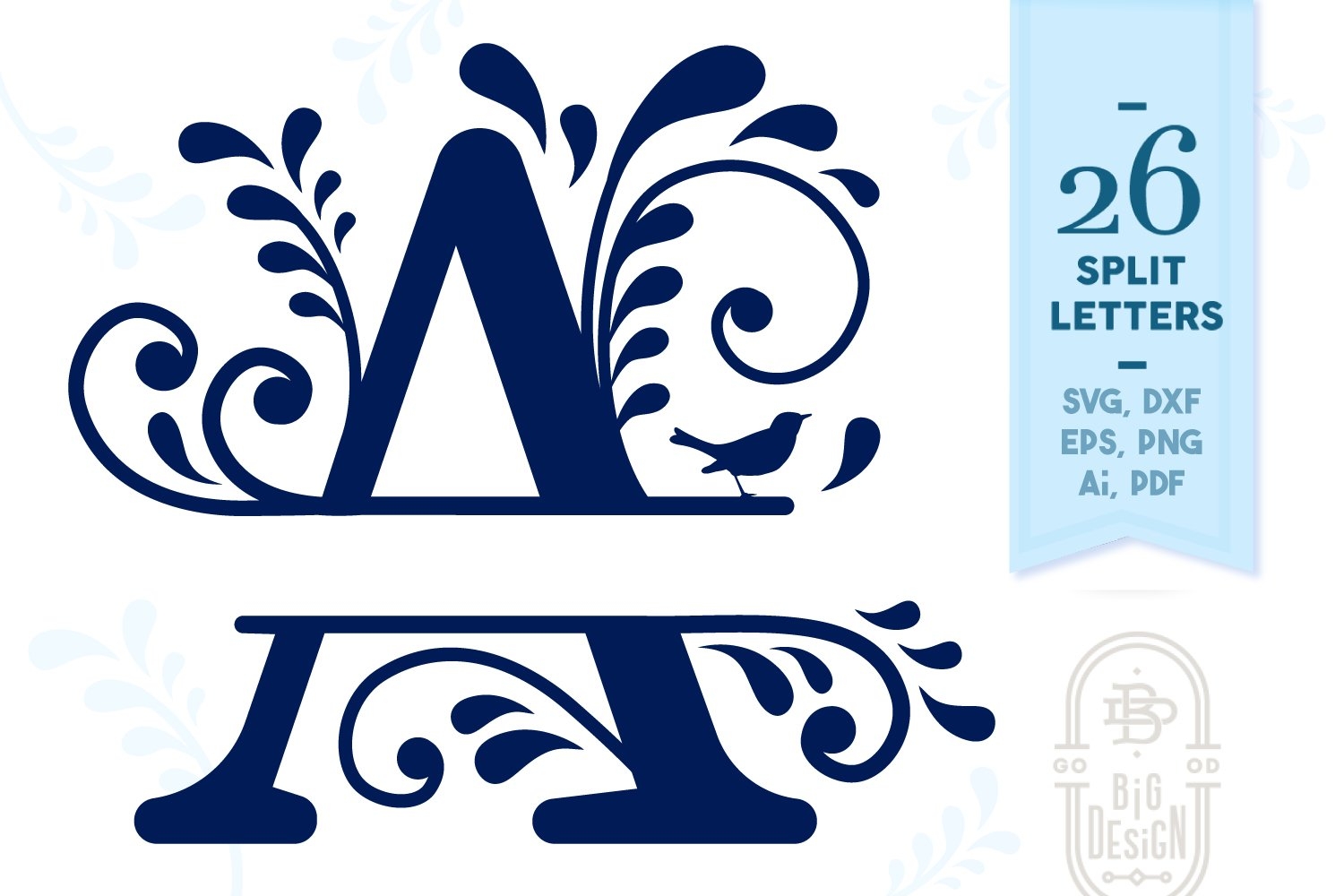 Split Monogram Alphabet With Flowers And 1084282 