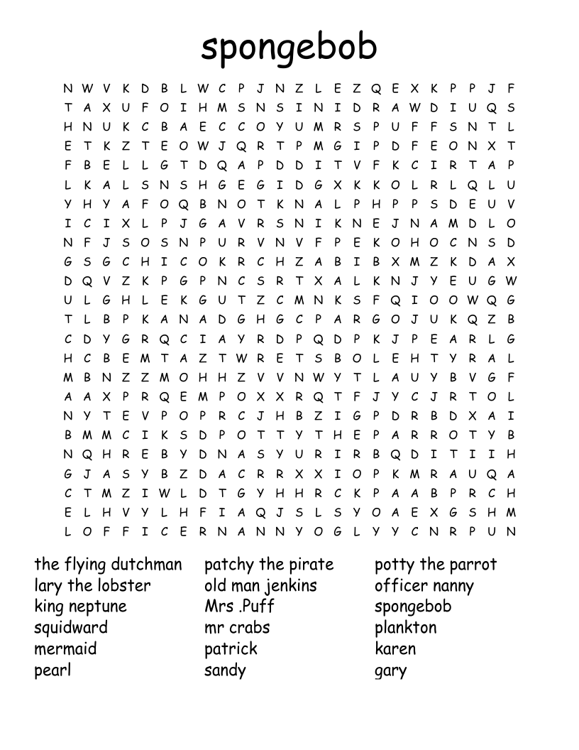 SPONGE BOB BINGO WordMint