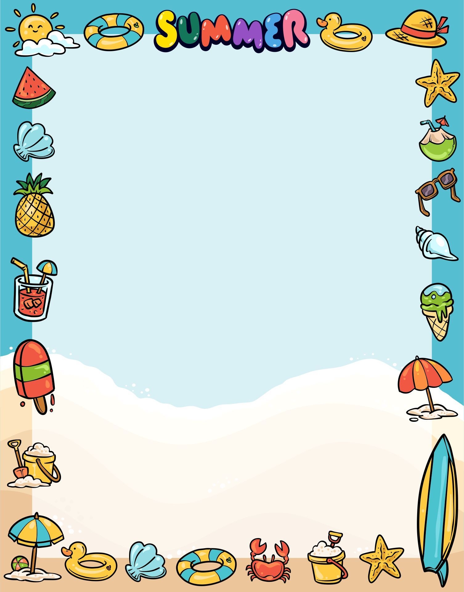 Summer Borders And Banners 10 Free PDF Printables Printablee