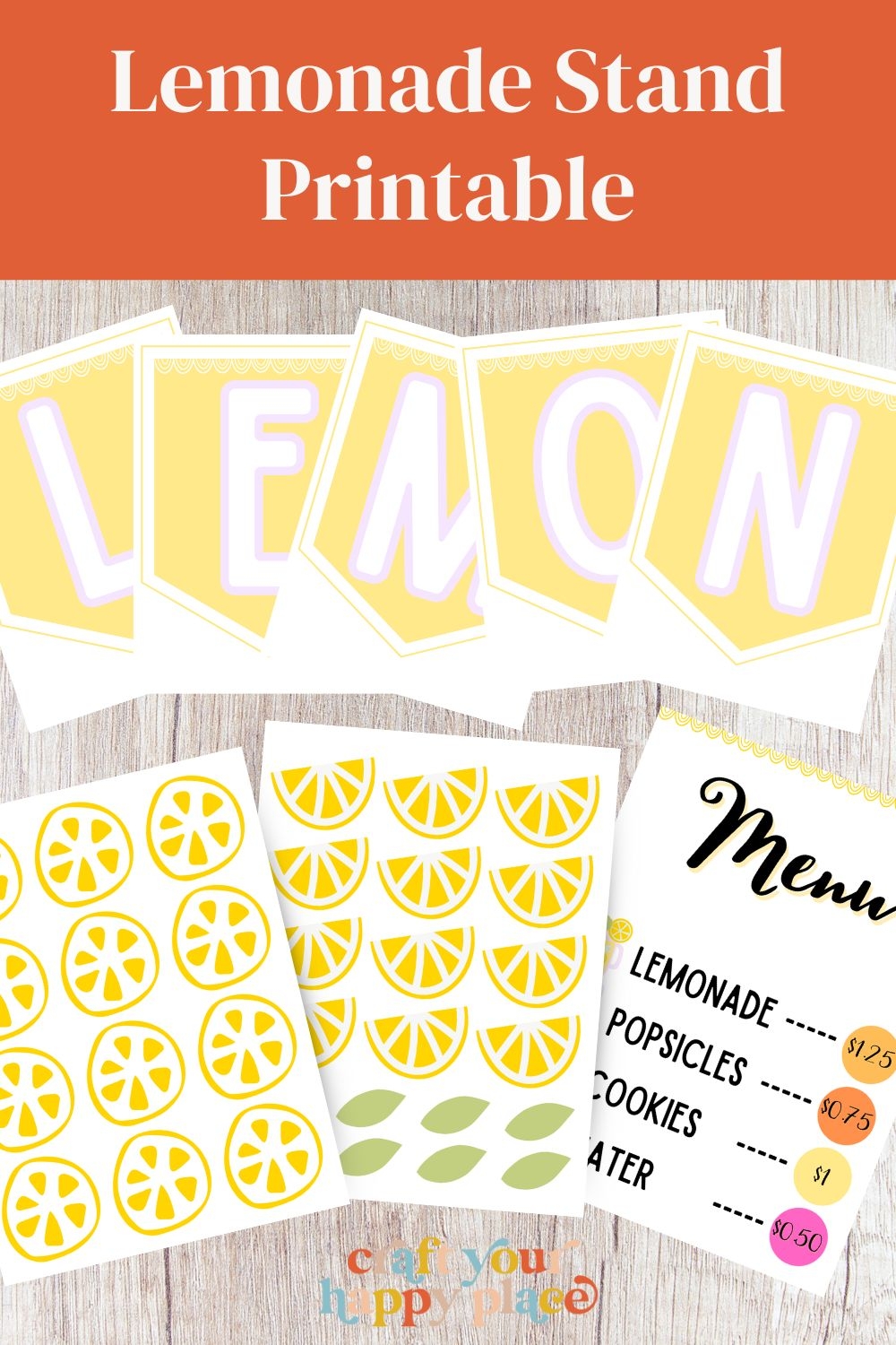 Summer Lemonade Stand Printable DIY Kit Craft Your Happy Place