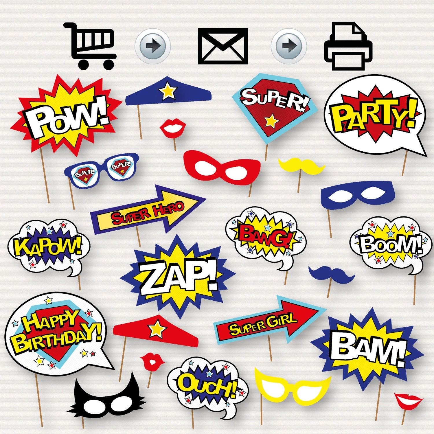 Superhero Photo Booth Printable Props Superhero Party Decorations Superhero Party Signs Super Hero Party Instant Download DIY Etsy