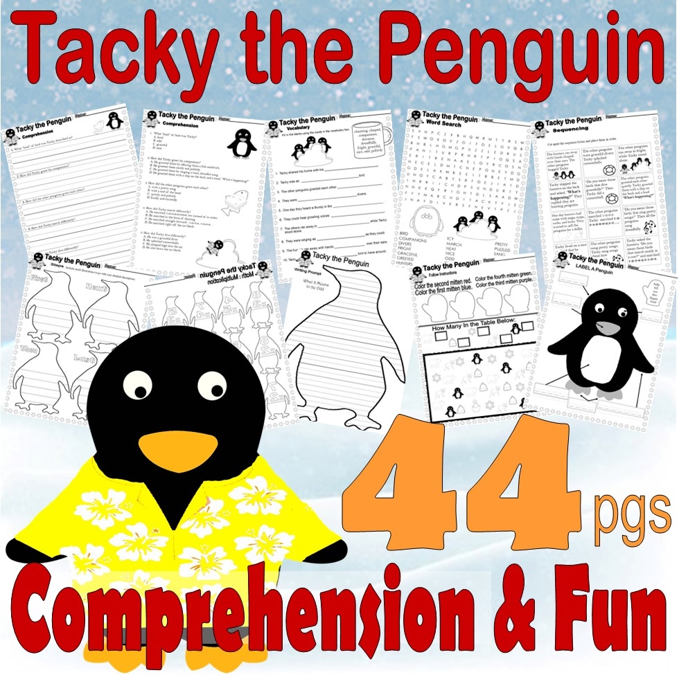 Tacky The Penguin Winter Book Study Companion Reading Comprehension Literacy Worksheets Set Classful