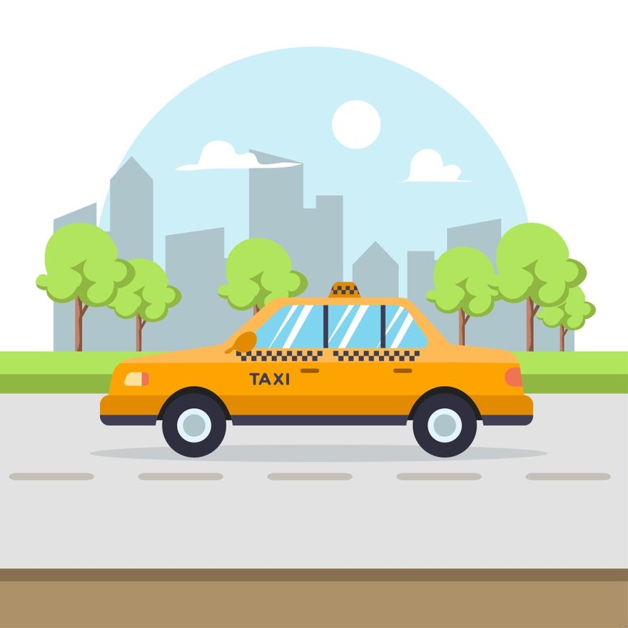 Taxi Cab Illustration In Illustrator SVG JPG EPS PNG Download Template