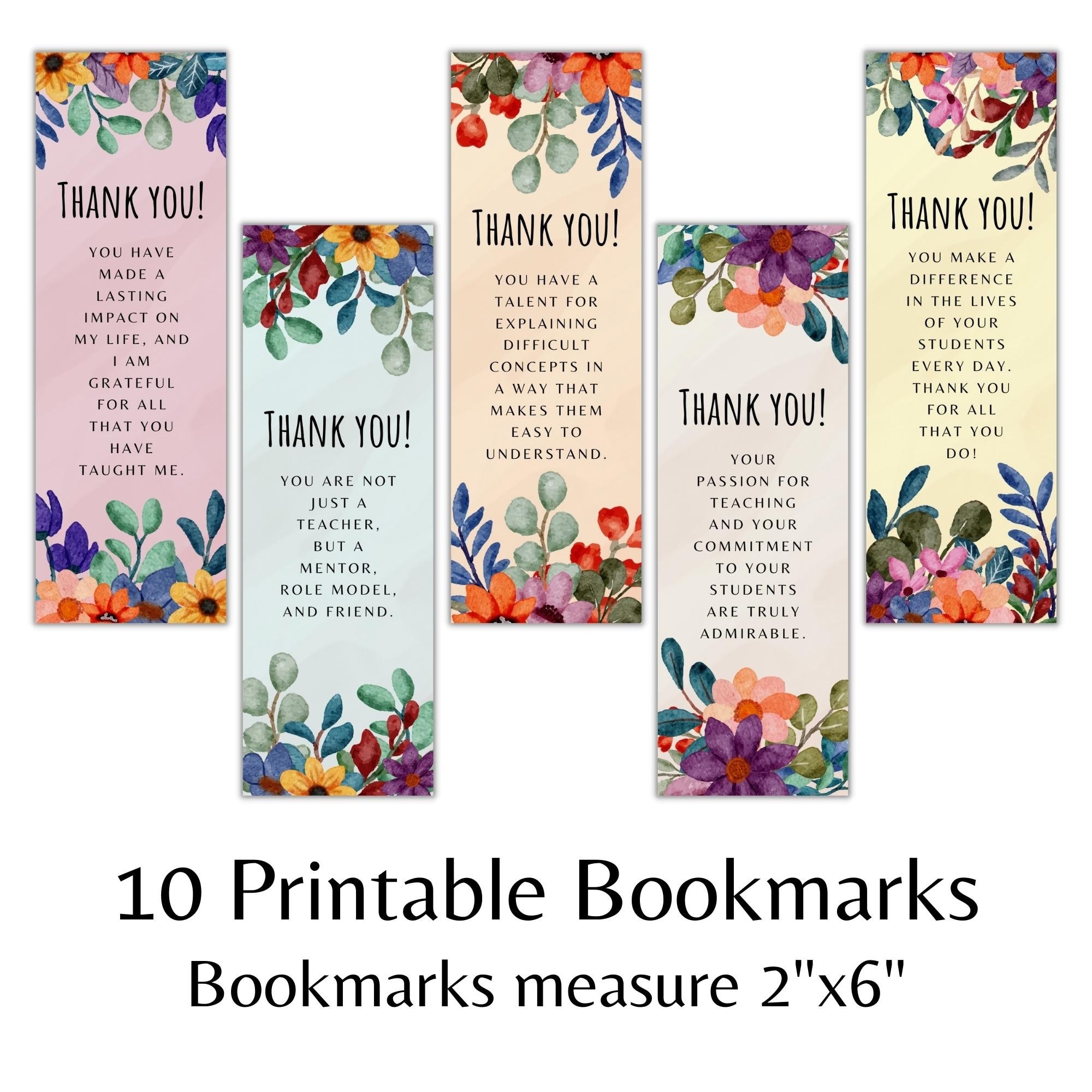 Teacher Appreciation Bookmarks Printable Teacher Bookmarks Thank You Bookmarks Thank You Gift For Teacher Etsy