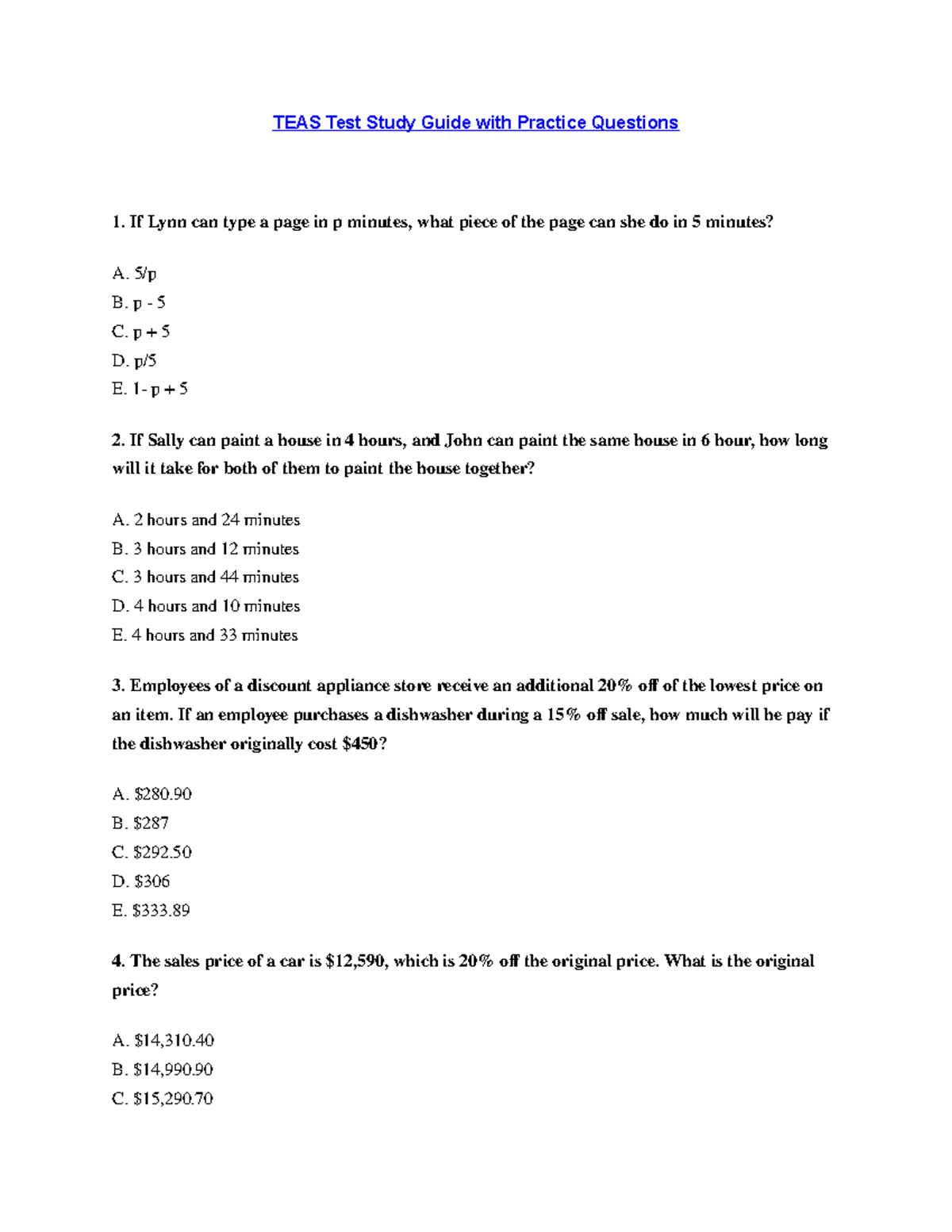TEAS Test Study Guide With Practice Questions I FLynnc Ant Ypeapa G Ei Npmi Nut E S wha Tpi E C Studocu