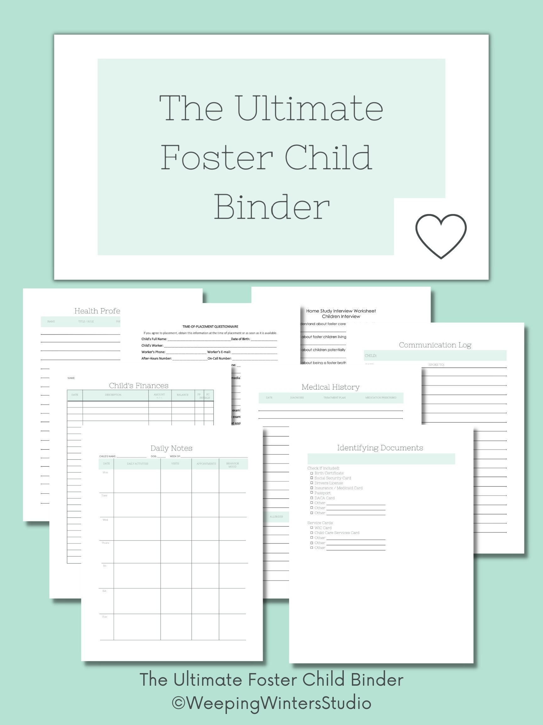 The Ultimate Foster Child Binder BUNDLE Foster Child Case Management 18 Templates Etsy