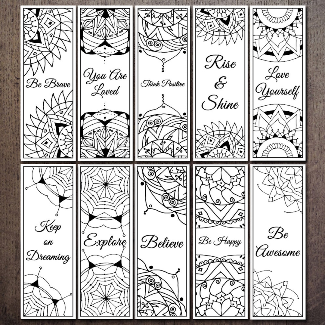 Thinking Positive Printable Bookmark Motivation Bookmark Inspiration Bookmark Mandala Bookmark Coloring Bookmarks Self Improvement Etsy