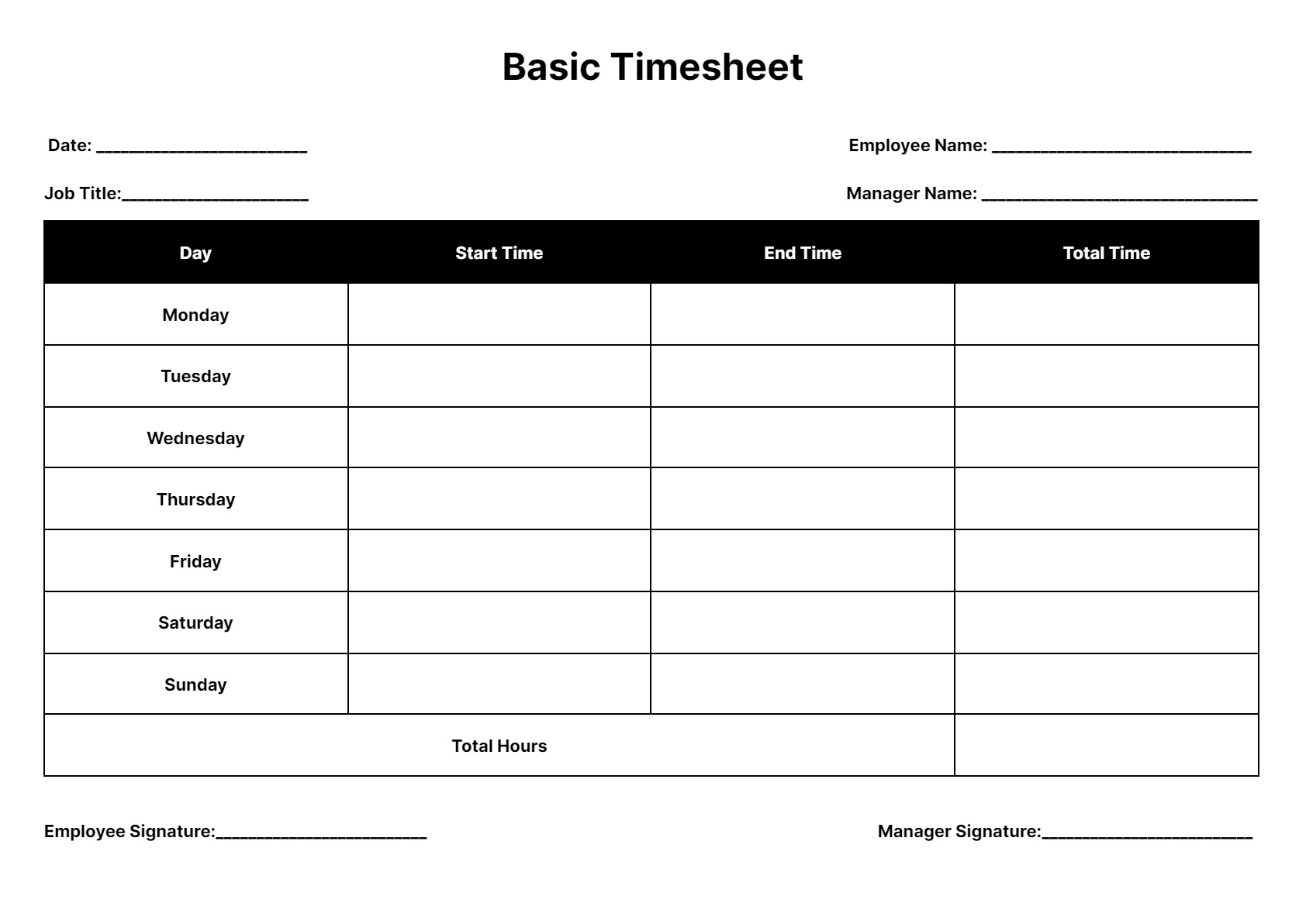 Timesheet Templates Download Print For Free 