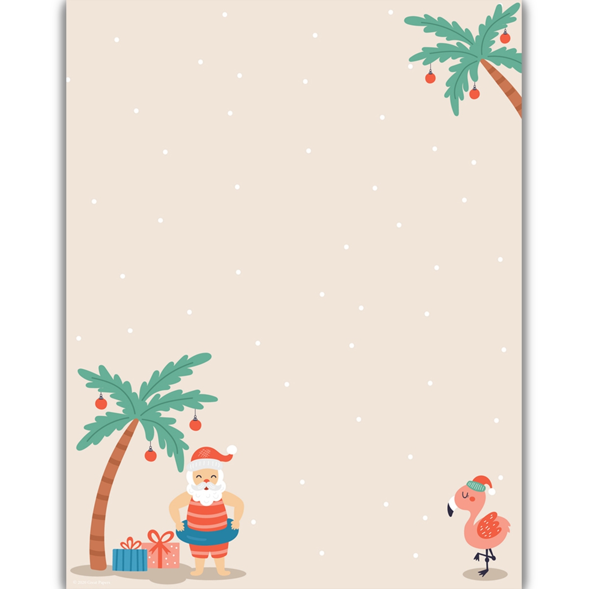 Tropical Santa Holiday Letterhead 2020109 Designer Papers Decorative Printer Paper Printable Paper Christmas Stationery