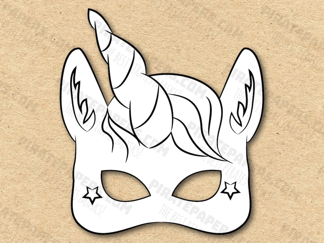 Unicorn Mask Printable Coloring Paper DIY For Kids And Adults PDF Template Instant Download For Birthdays Halloween Party Costumes Etsy