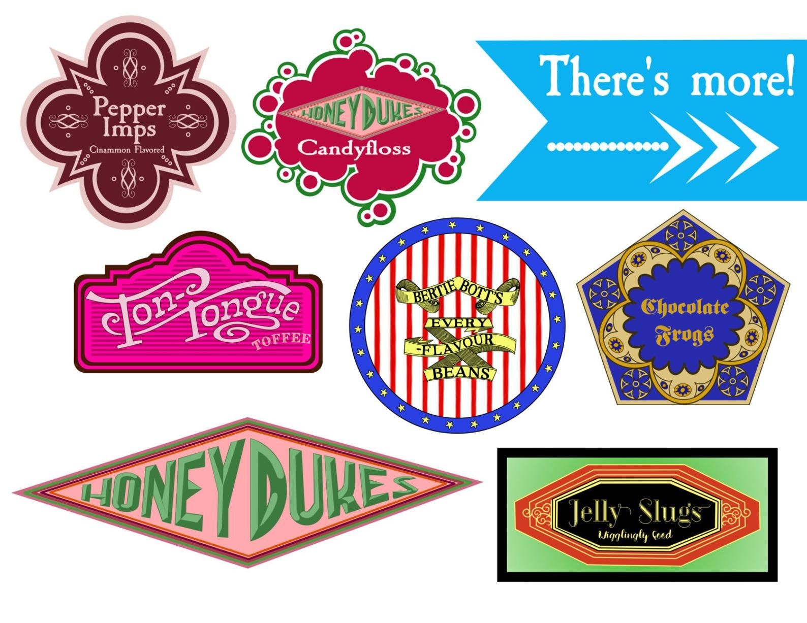 Unofficial Harry Potter Candy Labels Harry Potter Party Props Decorations Instant Download Honeydukes Bertie Botts Chocolate Frogs