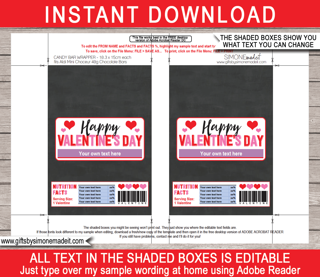 Valentines Day Chocolate Bar Labels Template Aldi Mini Choceur